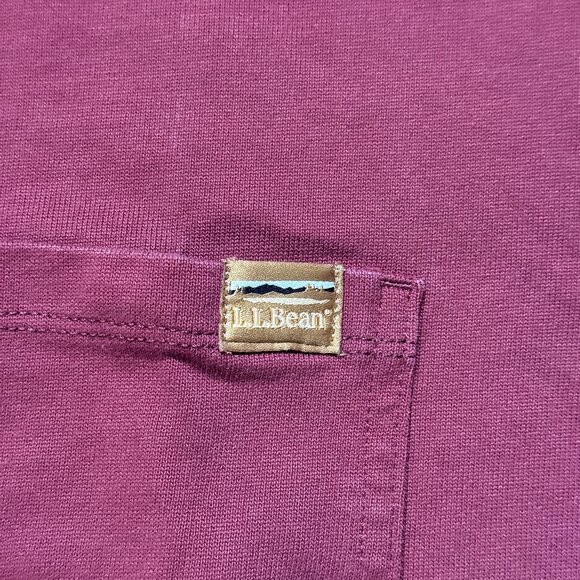 L.L. Bean Men's BeanBuilt Cotton Short-Sleeve Tee - Dark Red - Picture 3 of 6